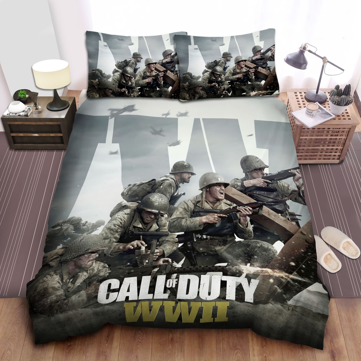 Call Of Duty Ww 2 Army Firebreak Bed Sheets Spread Duvet Cover Bedding Set - Unique Anime Apparel for Fans