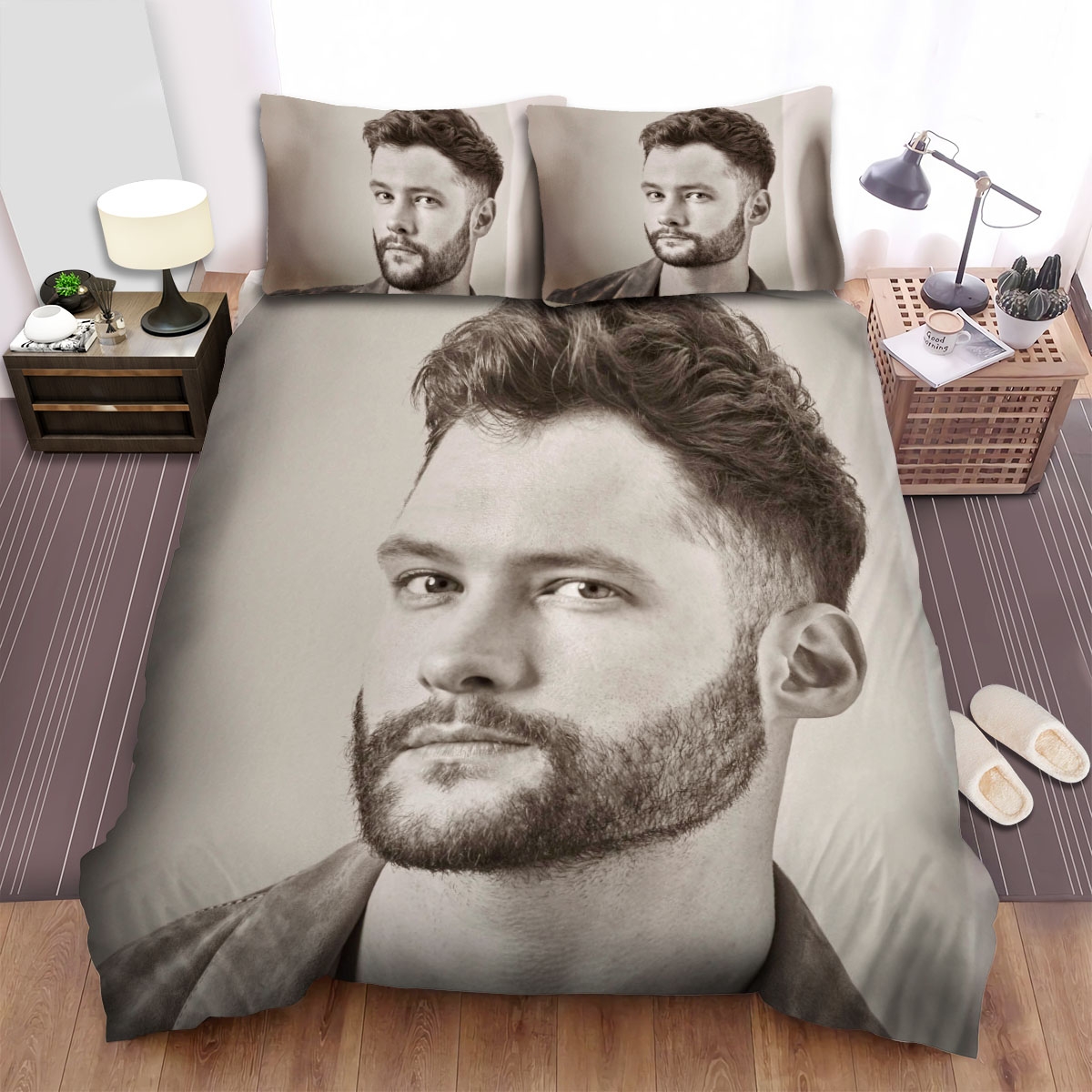 Calum Scott Portrait Bed Sheets Spread Duvet Cover Bedding Set - Unique Anime Apparel for Fans
