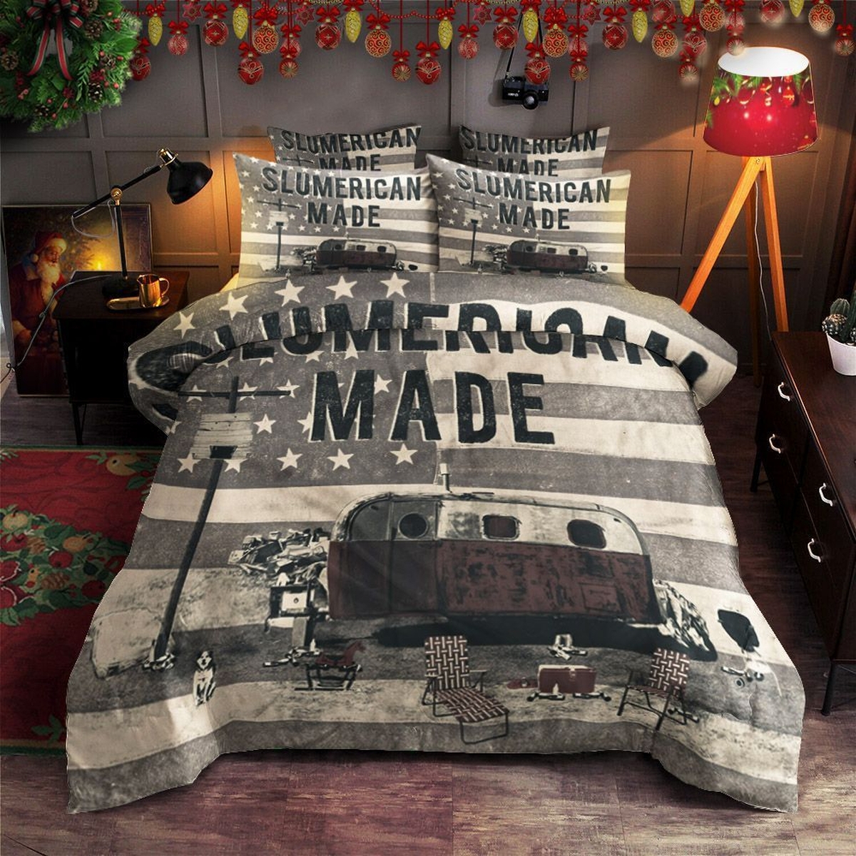Camper Van Slumerican Made Bed Sheets Spread Duvet Cover Bedding Set Perfect Gifts For Camping Lover Gifts For Birthday Christmas Thanksgiving - Unique Anime Apparel for Fans