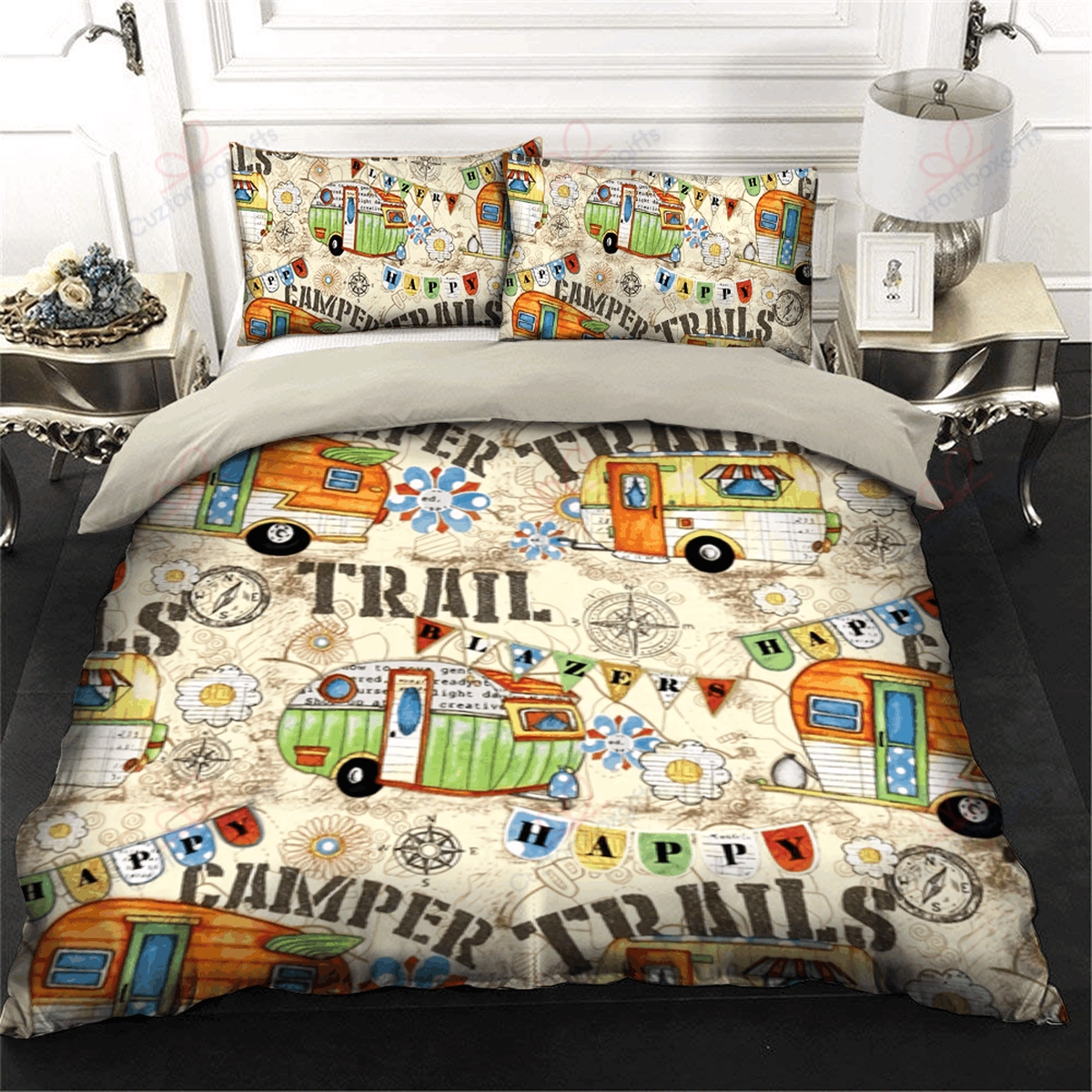 Camping Camper Trail Gs-Cl-Ld3005 Bedding Set (Duvet Cover & Pillow Cases) - Unique Anime Apparel for Fans