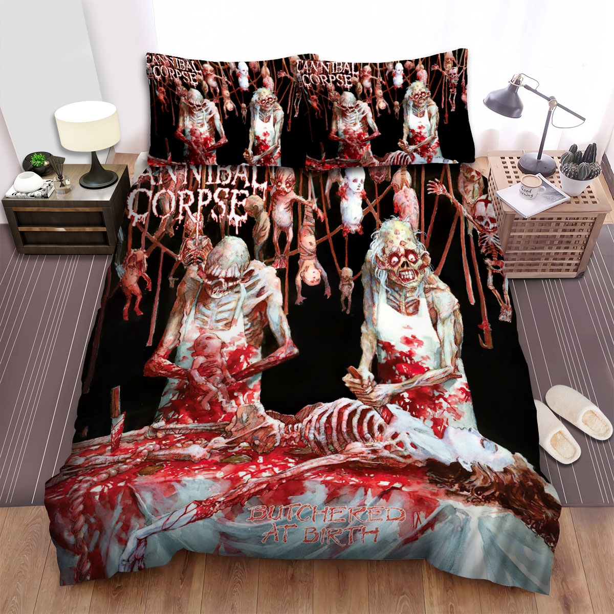 Cannibal Corpse Butchered At Birth Album Art Cover Bed Sheets Spread Comforter Duvet Cover Bedding Set - Unique Anime Apparel for Fans