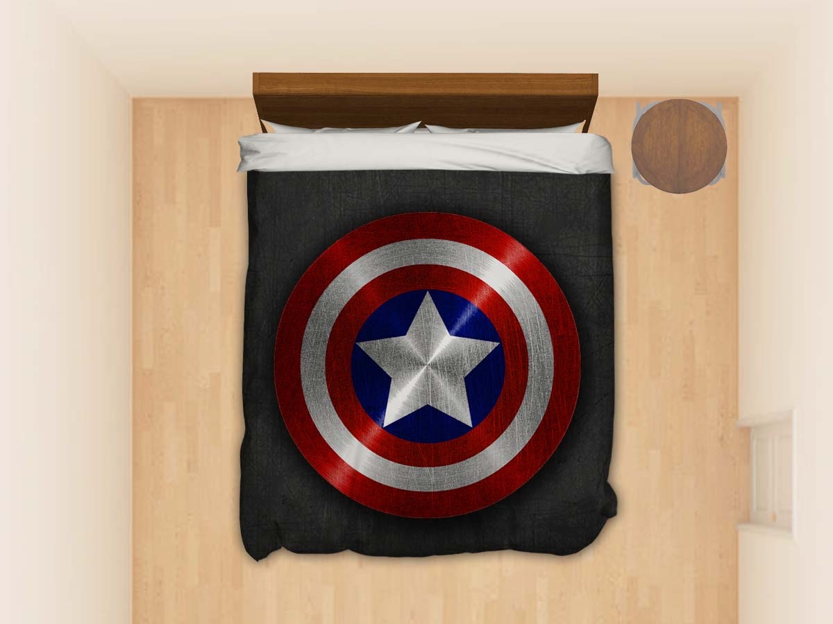Captain America Avengers Shield Custom Bedding Set (Duvet Cover & Pillowcases) - Unique Anime Apparel for Fans