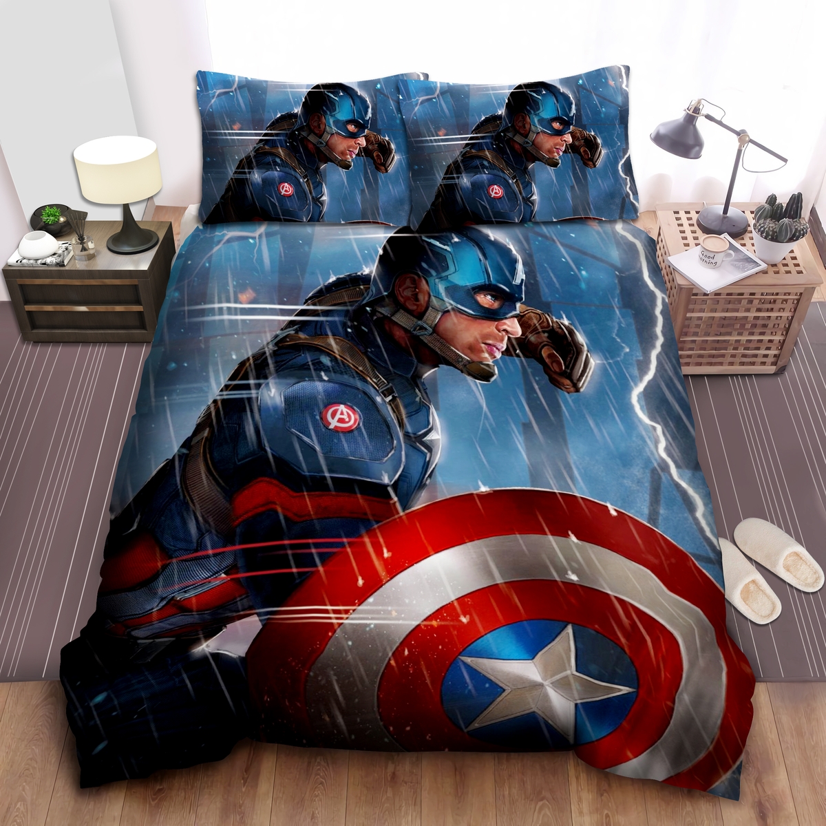 Captain America Fighting Bed Sheets Spread Duvet Cover Bedding Set - Unique Anime Apparel for Fans