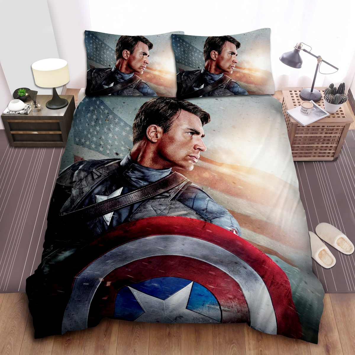 Captain America The First Avenger Bed Sheets Spread Duvet Cover Bedding Set - Unique Anime Apparel for Fans