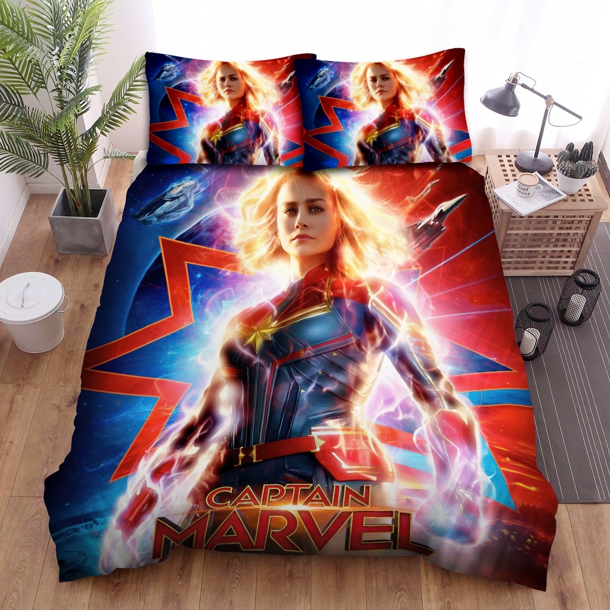 Captain Marvel Original Movie Poster Bed Sheets Spread Duvet Cover Bedding Set - Unique Anime Apparel for Fans