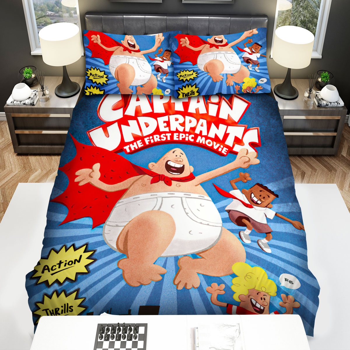 Captain Underpants Comic Bed Sheets Spread Duvet Cover Bedding Set - Unique Anime Apparel for Fans