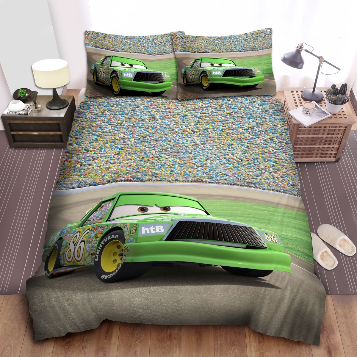 Cars, Chick Hicks Bed Sheets Spread Comforter Duvet Cover Bedding Set - Unique Anime Apparel for Fans