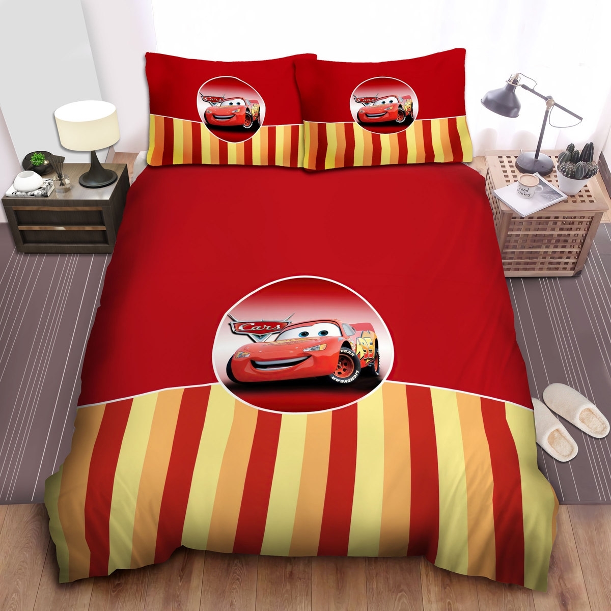Cars Lightning Mcqueen Pattern Bed Sheets Spread Duvet Cover Bedding Set - Unique Anime Apparel for Fans