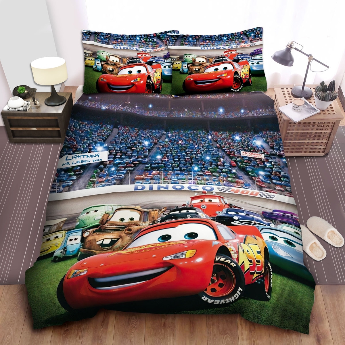 Cars, Mcqueen And 66 Route's Friends Bed Sheets Spread Comforter Duvet Cover Bedding Set - Unique Anime Apparel for Fans