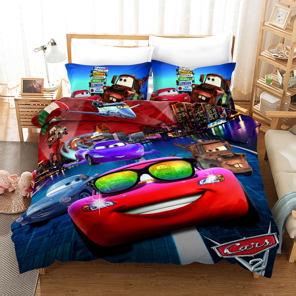 Cars On The Race Cars 2 Animated Movie Bedding Set (Duvet Cover & Pillow Cases) - Unique Anime Apparel for Fans