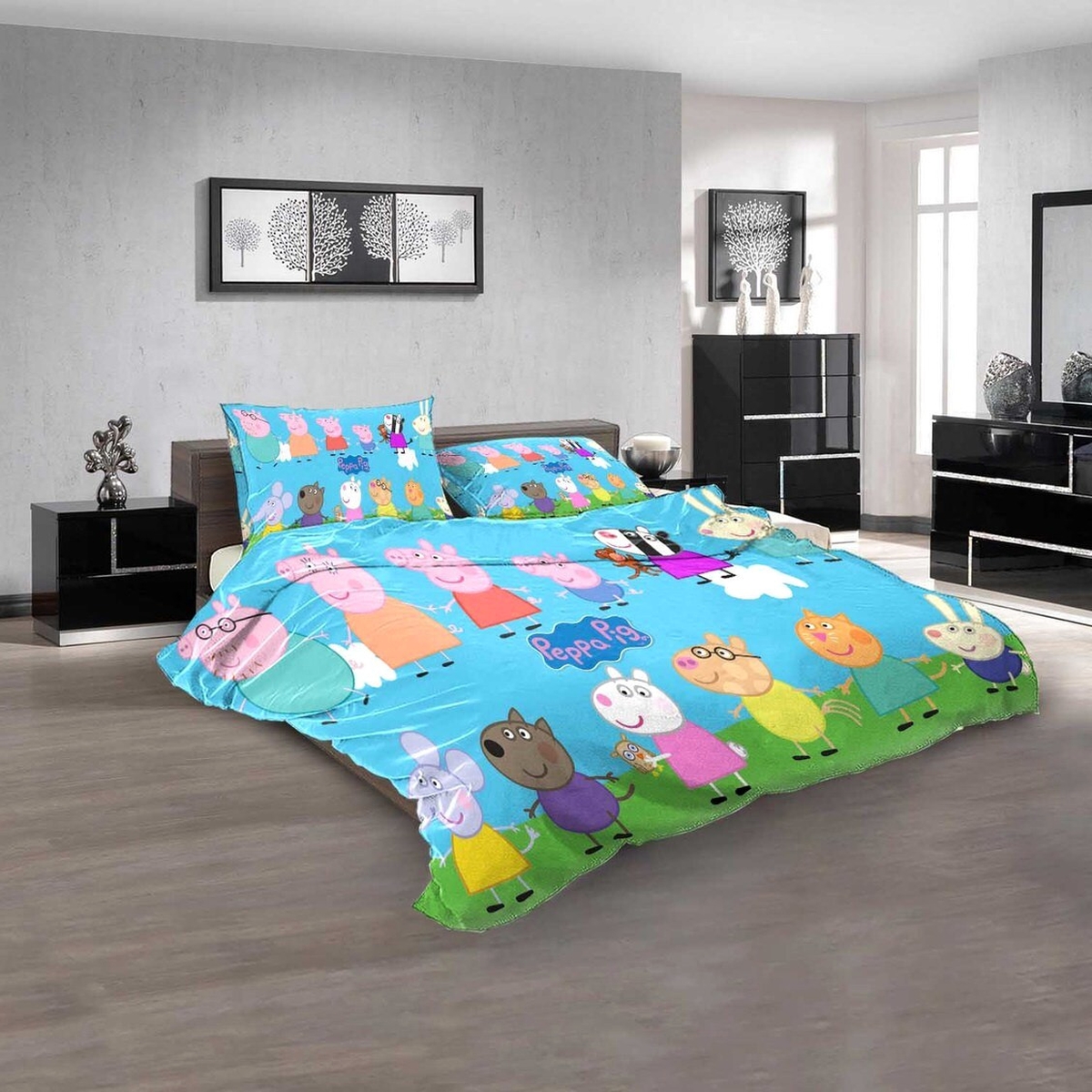Cartoon Movie Peppa Pig Pattern Duvet Cover Bedding Set - Unique Anime Apparel for Fans