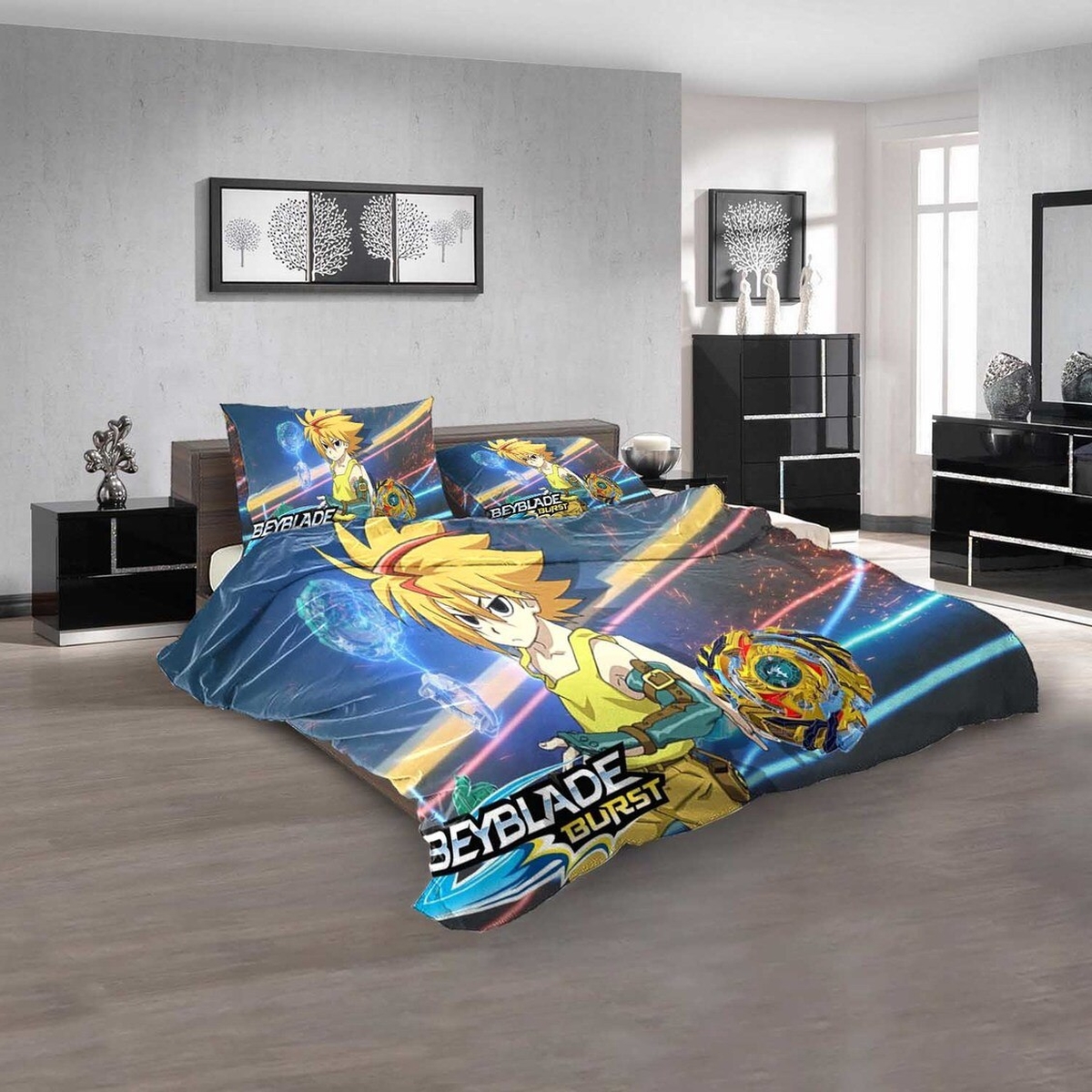 Cartoon Movies Beyblade 3d Bedding Set (Duvet Cover & Pillow Cases) - Unique Anime Apparel for Fans
