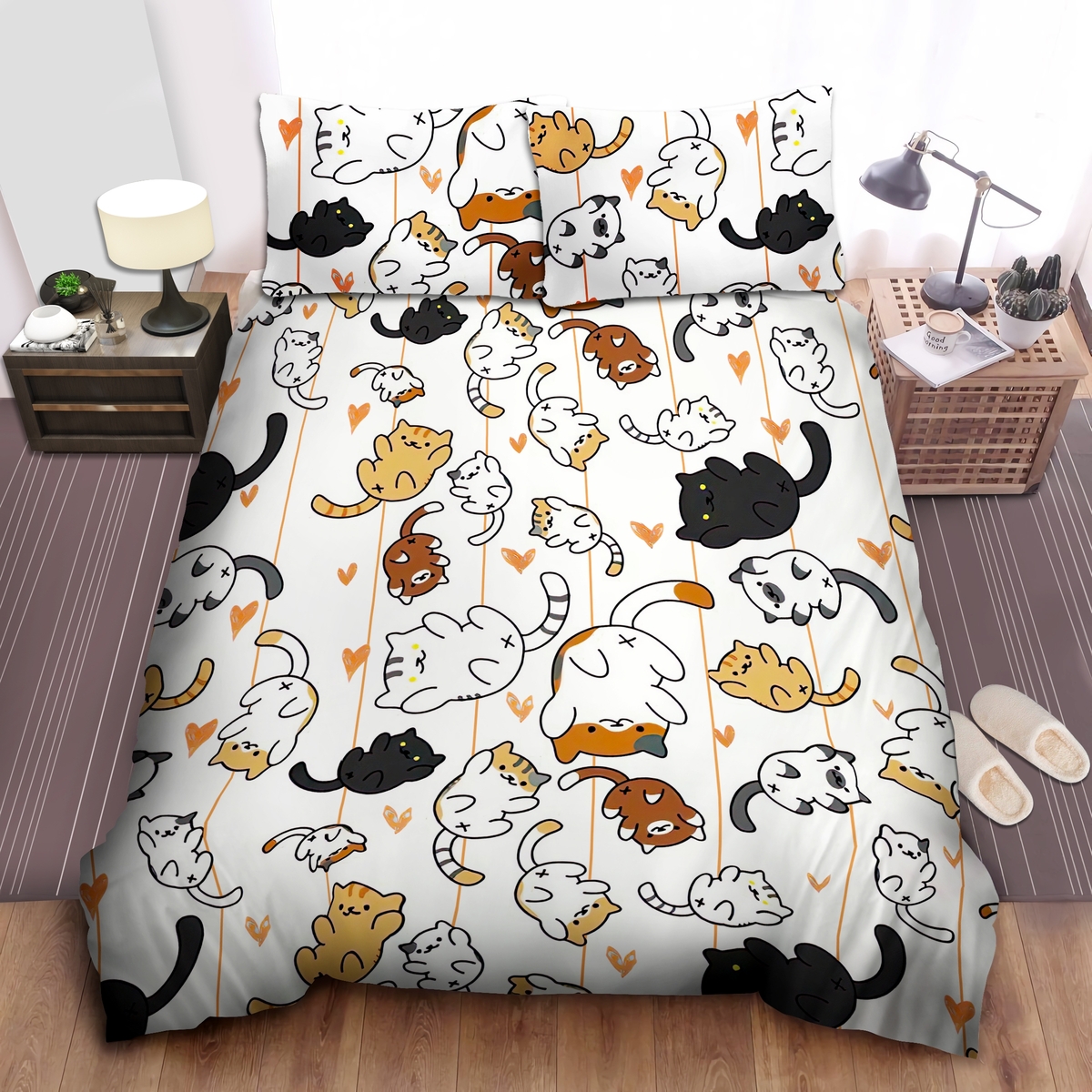 Cat Cute Bed Sheets Spread Duvet Cover Bedding Set - Unique Anime Apparel for Fans