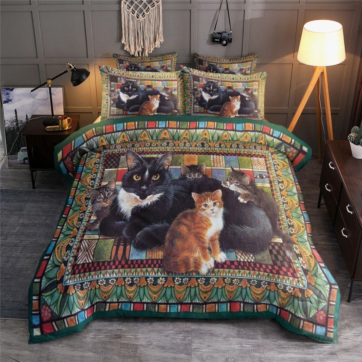 Cat Mom And Little Cute Kitty Bed Sheets Spread Duvet Cover Bedding Set Perfect Gifts For Cat Lover - Unique Anime Apparel for Fans