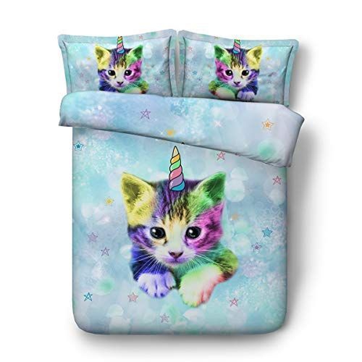 Cat Unicorn Bed Sheets Spread Duvet Cover Bedding Set - Unique Anime Apparel for Fans