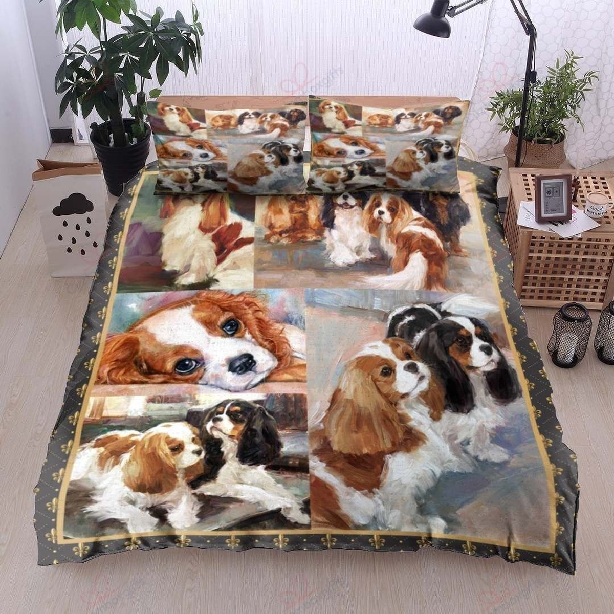 Cavalier King Charles Spaniel Bed Sheets Spread Comforter Duvet Cover Bedding Set - Unique Anime Apparel for Fans