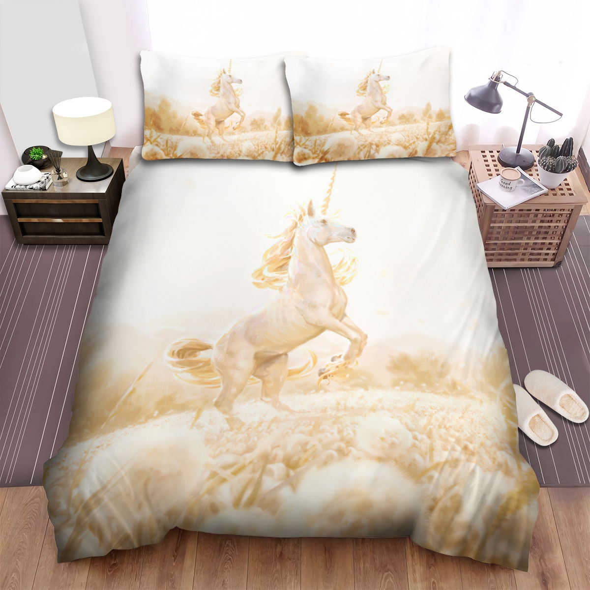 Celestial Unicorn Artwork Bed Sheets Spread Duvet Cover Bedding Set - Unique Anime Apparel for Fans