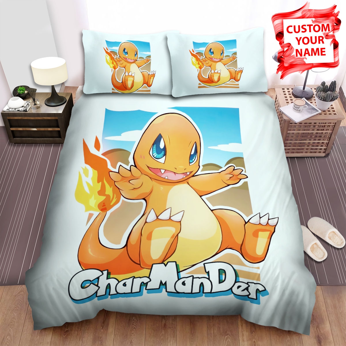 Charmander Fire Pokemon Bed Sheets Spread Duvet Cover Bedding Set - Unique Anime Apparel for Fans