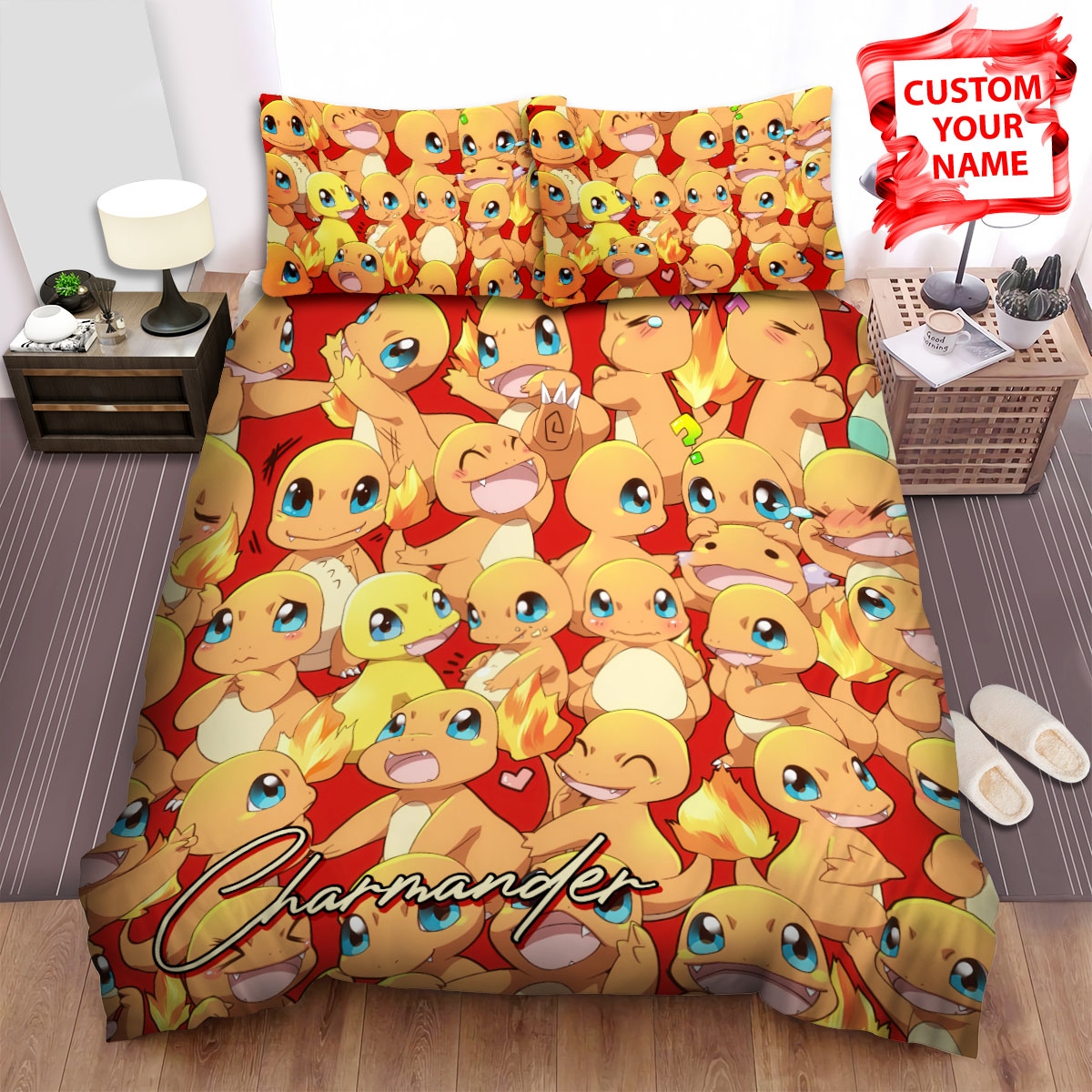 Charmander Seamless Pokemon Bed Sheets Spread Duvet Cover Bedding Set - Unique Anime Apparel for Fans
