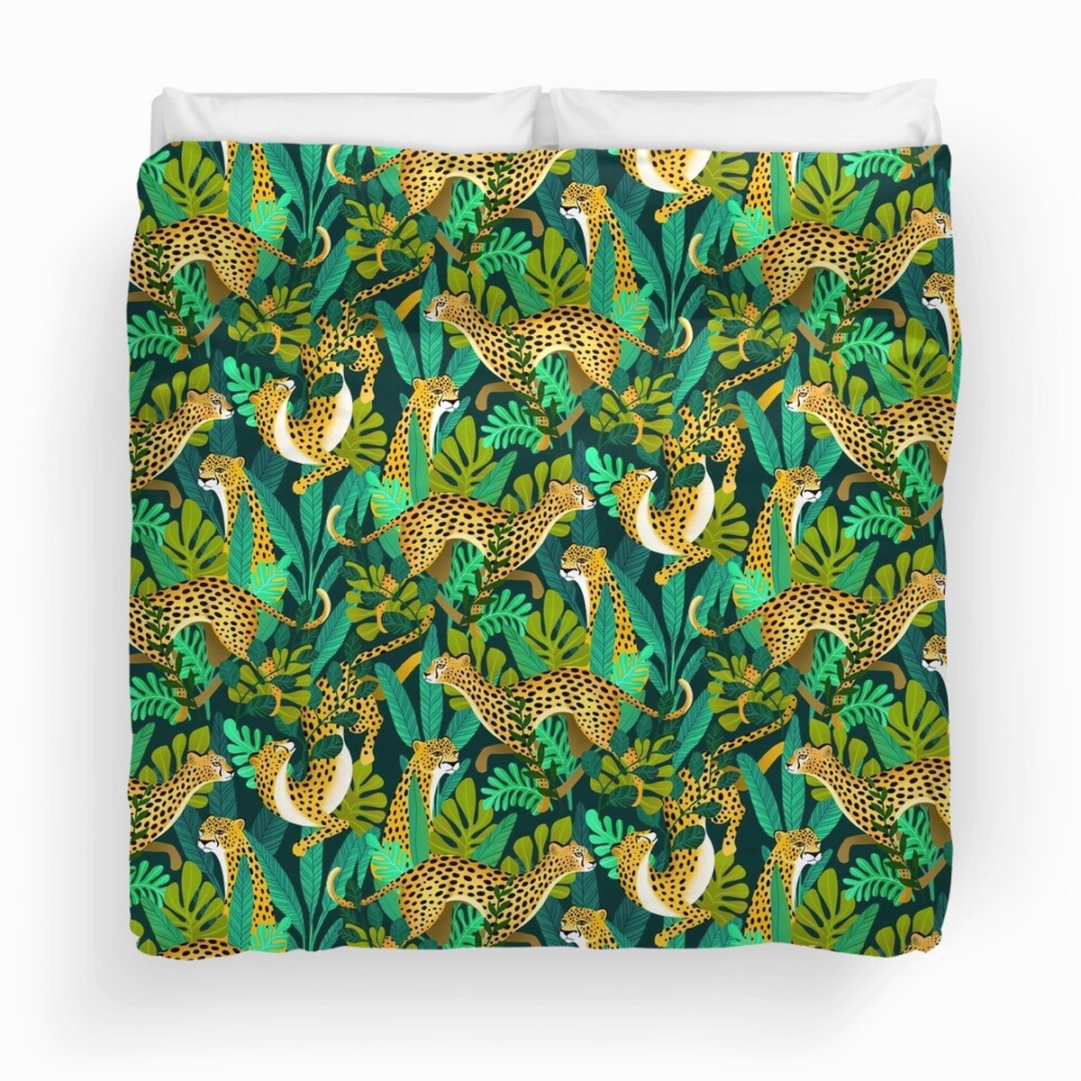 Cheetah Jade Jungle Pattern Duvet Cover Bedding Set - Unique Anime Apparel for Fans