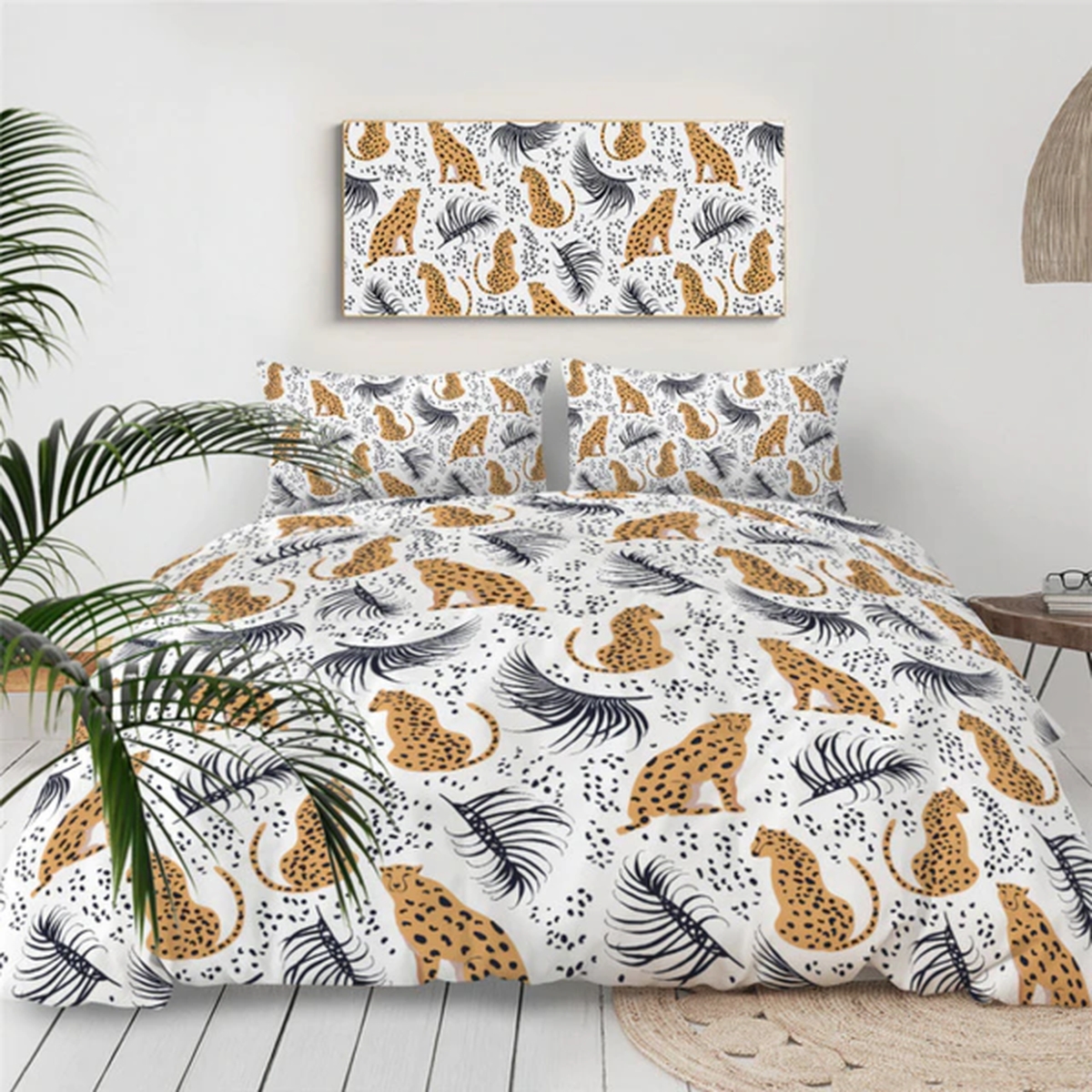 Cheetah Pattern Bed Sheets Spread Duvet Cover Bedding Set - Unique Anime Apparel for Fans