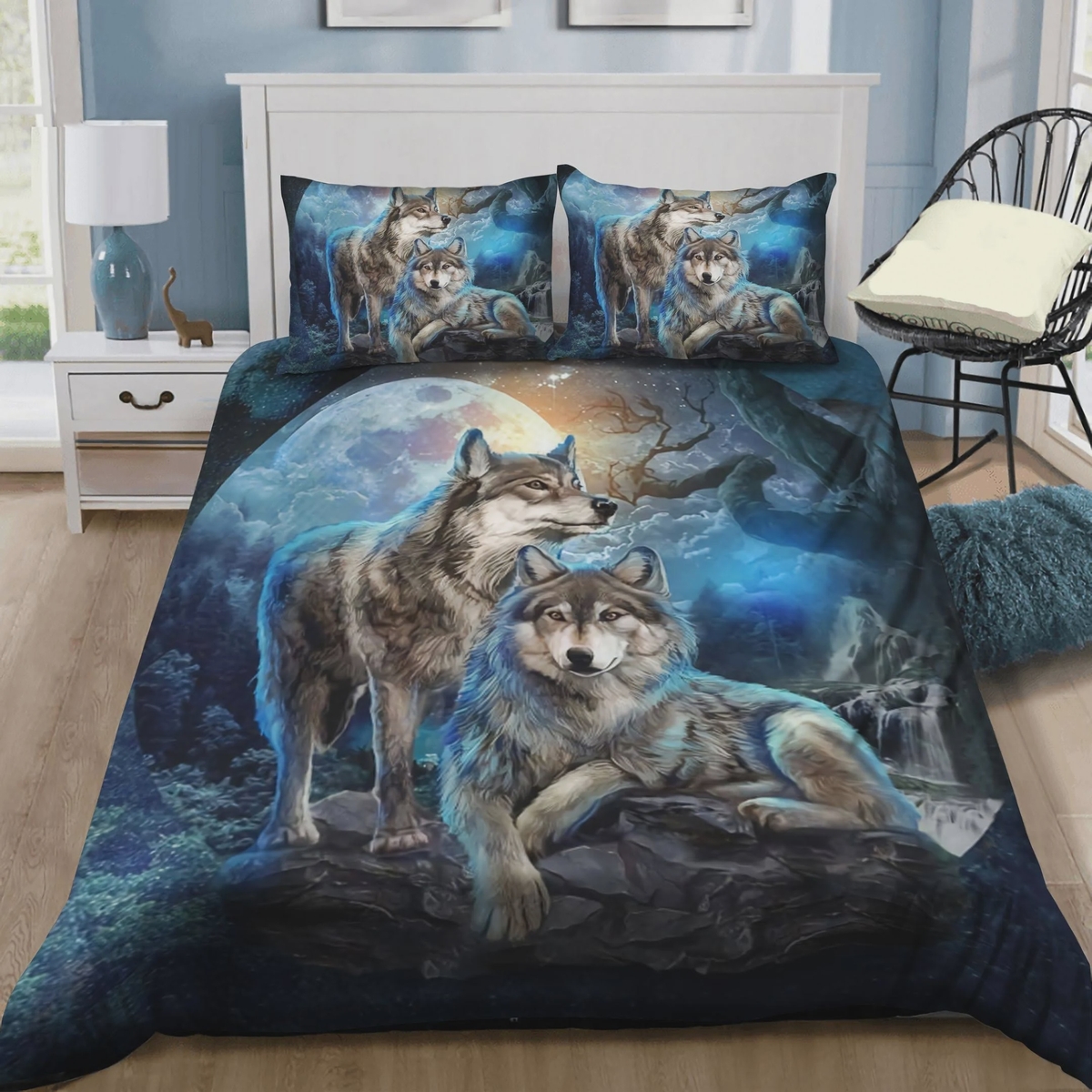 Cherokee Wolf Bedding Set (Duvet Cover & Pillow Cases) - Unique Anime Apparel for Fans