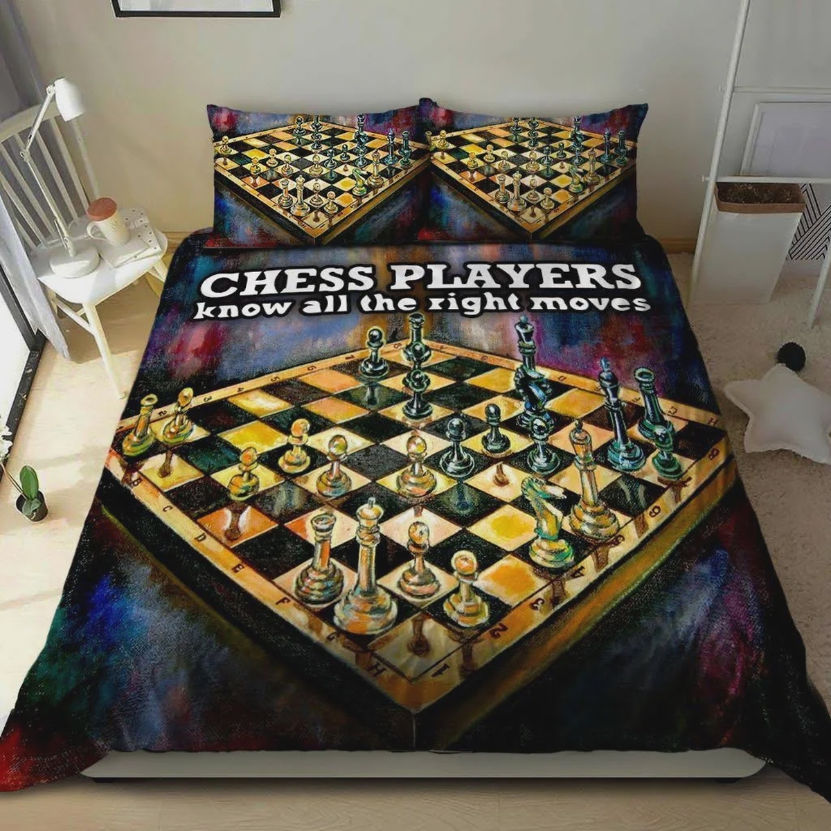 Chess Players Know All The Right Moves Bed Sheets Spread Duvet Cover Bedding Set - Unique Anime Apparel for Fans