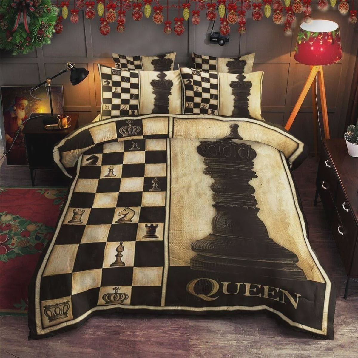 Chessboard Queen Bed Sheets Spread Duvet Cover Bedding Set - Unique Anime Apparel for Fans