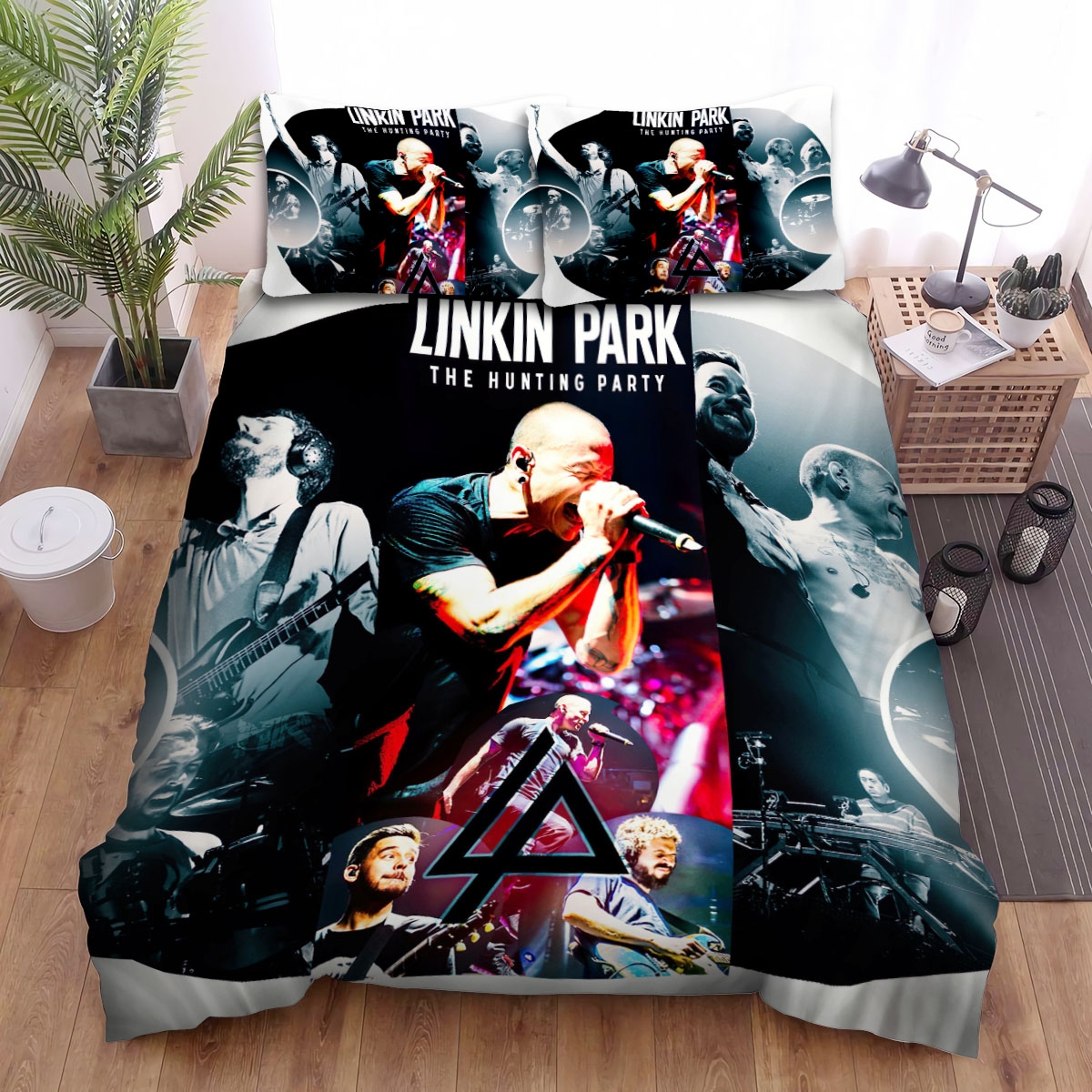 Chester Bennington In The Middle Bed Sheets Spread Duvet Cover Bedding Set - Unique Anime Apparel for Fans