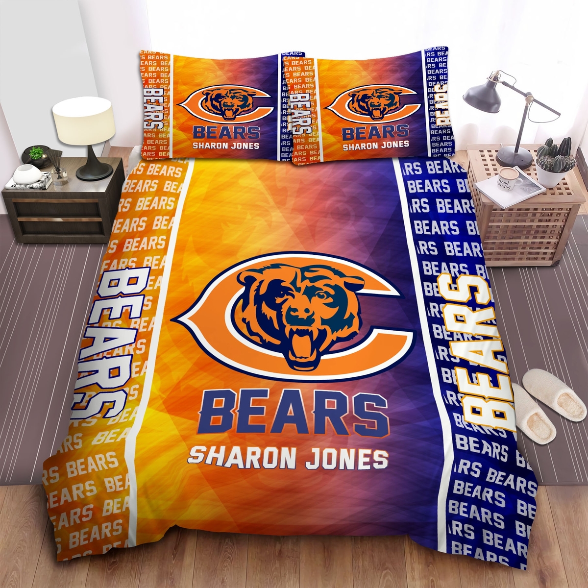 Chicago Bears Custom Name Bedding Set - Unique Anime Apparel for Fans