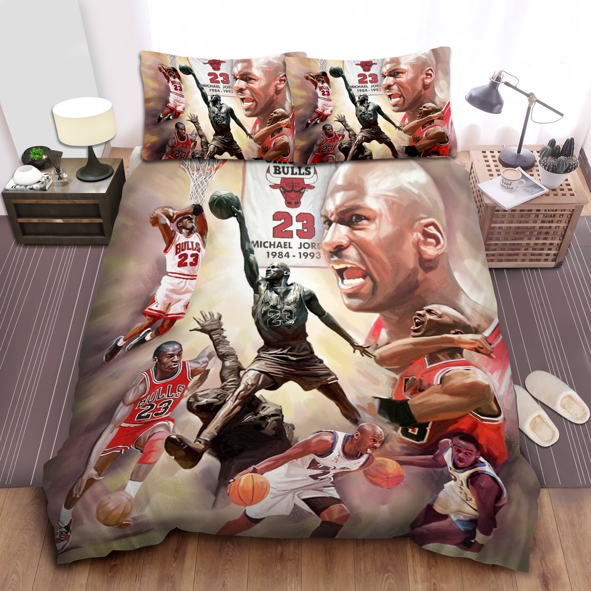 Chicago Bulls Michael Jordan Epic Moments In Career Bed Sheet Spread Duvet Cover Bedding Set - Unique Anime Apparel for Fans