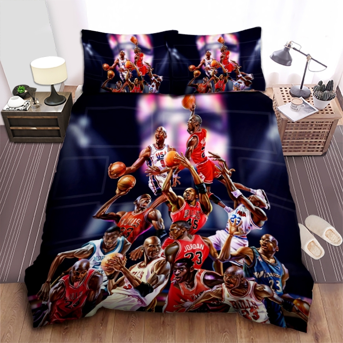 Chicago Bulls Michael Jordan Unstoppable Moves Bed Sheet Spread Duvet Cover Bedding Set - Unique Anime Apparel for Fans