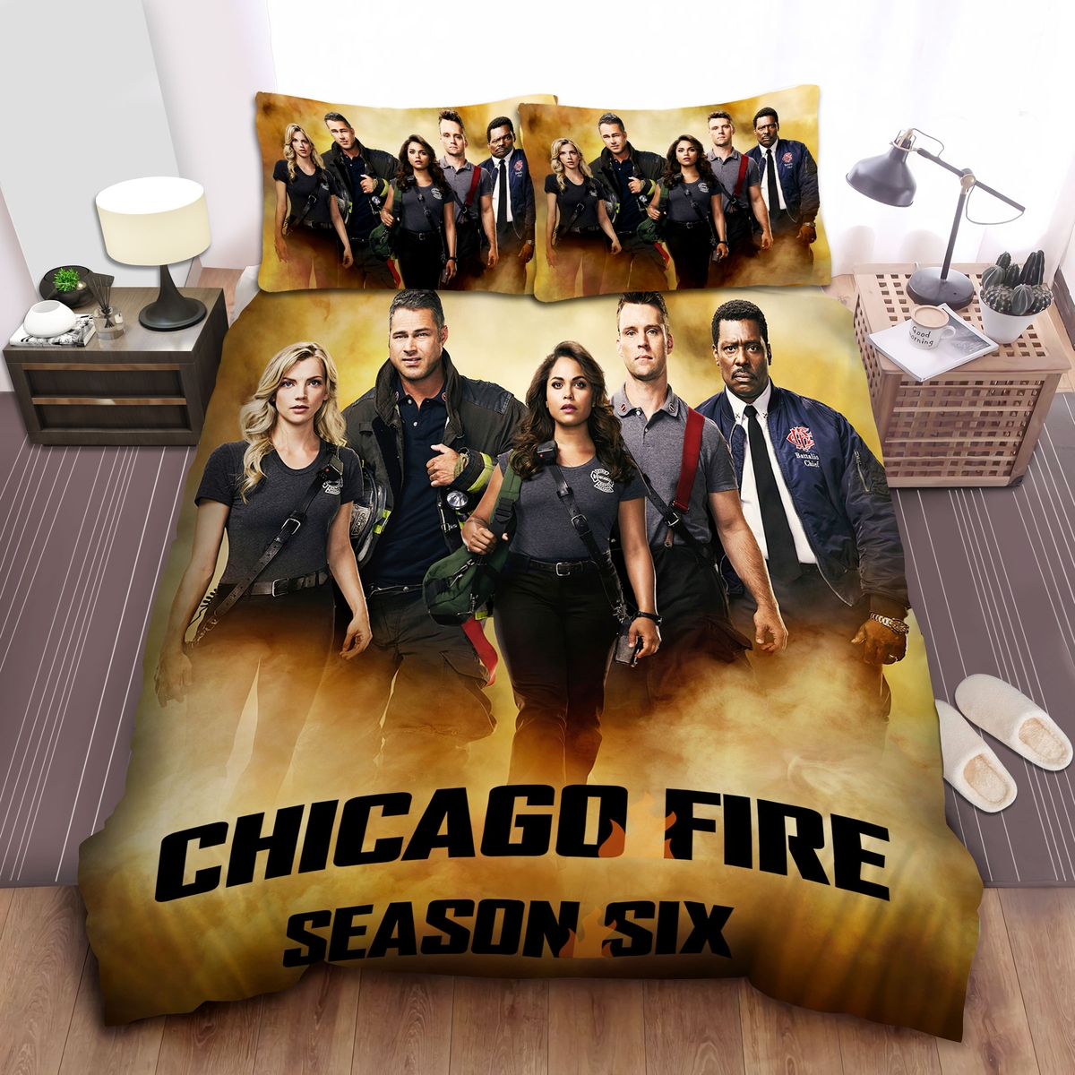 Chicago Fire Season Six Characters Digital Art Bed Sheets Spread Duvet Cover Bedding Set - Unique Anime Apparel for Fans
