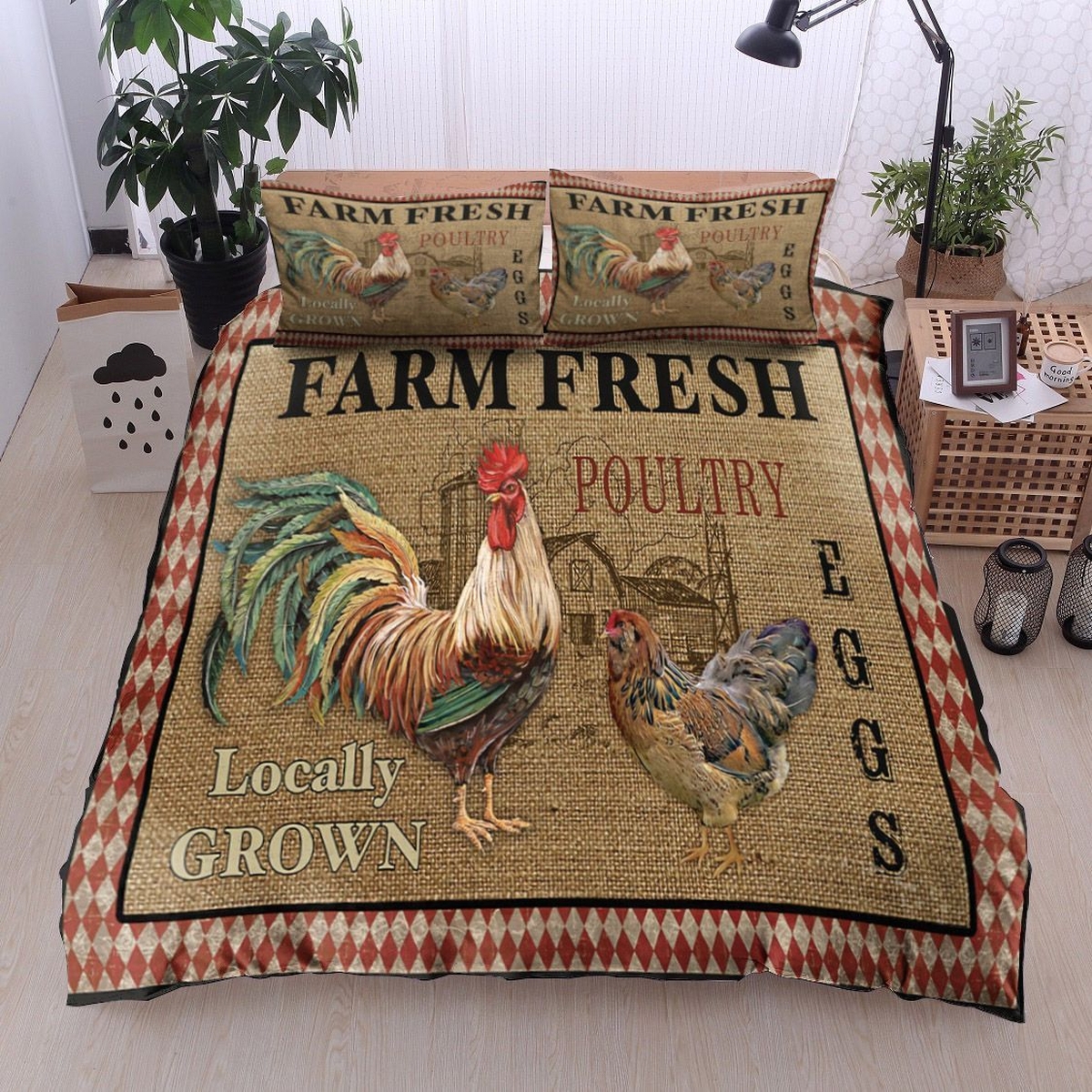 Chicken Farm Fresh Bed Sheets Spread Comforter Duvet Cover Bedding Set - Unique Anime Apparel for Fans