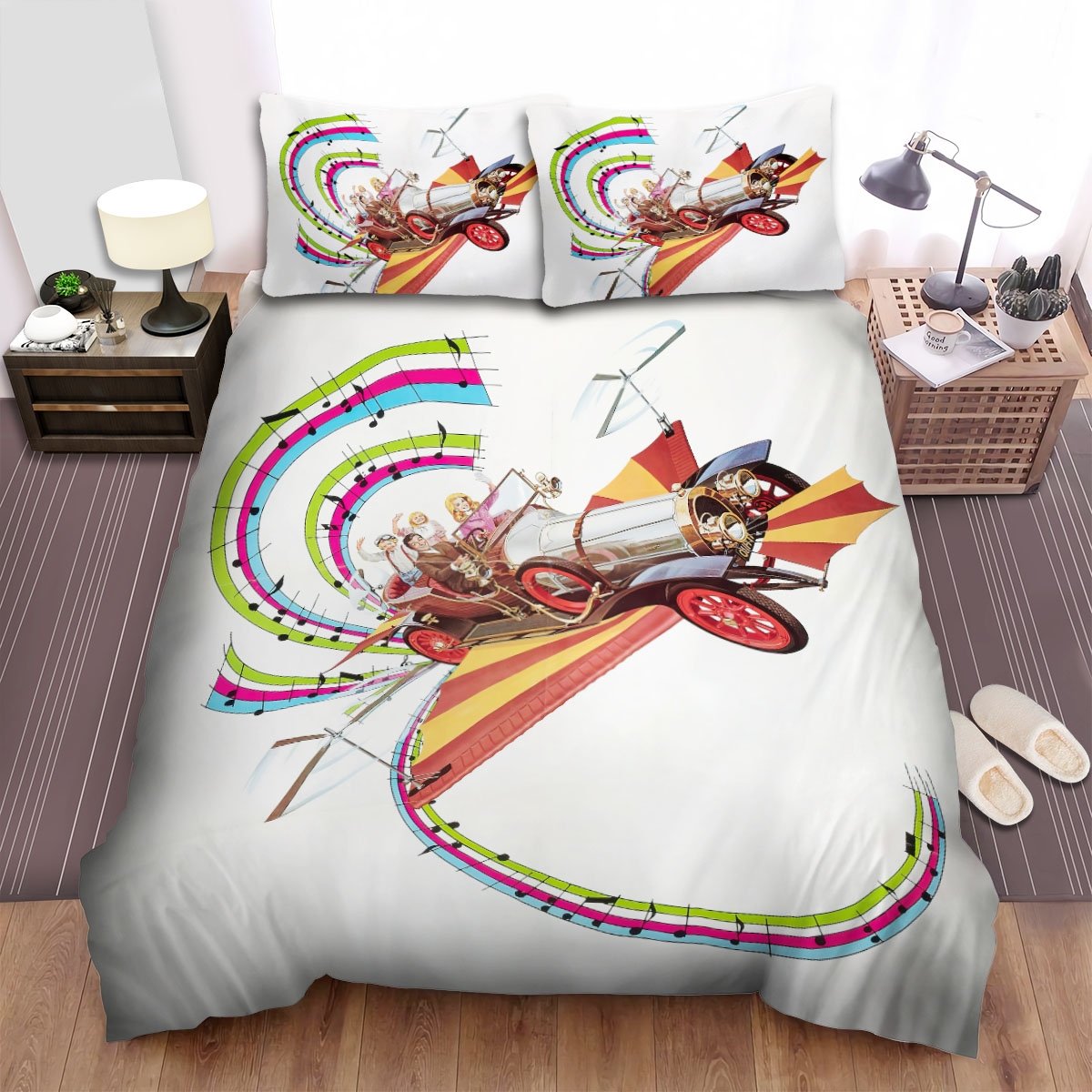 Chitty Chitty Bang Bang (1968) Flying Art Bed Sheets Spread Comforter Duvet Cover Bedding Set - Unique Anime Apparel for Fans