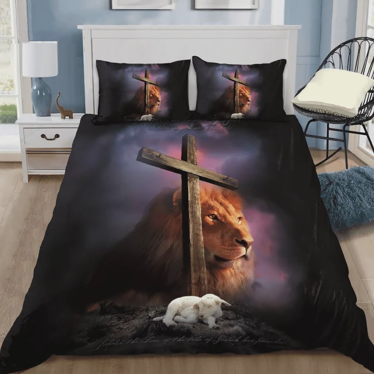 Christian Jesus Lion Bedding Duvet Cover Bedding Set - Unique Anime Apparel for Fans