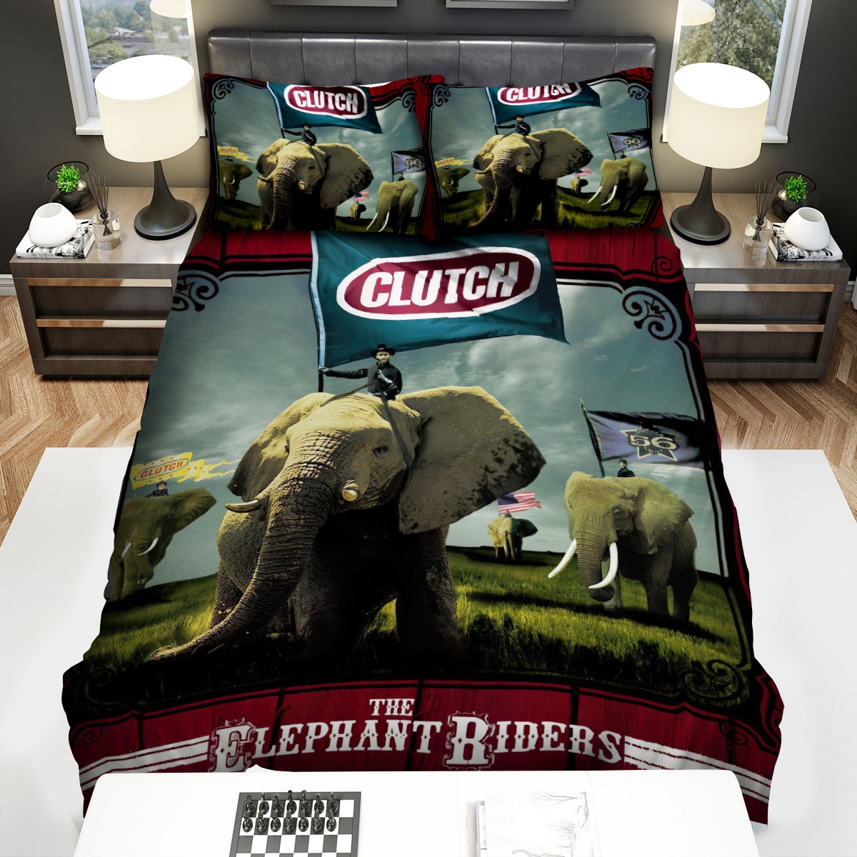 Clutch Album Cover The Elephant Riders Bed Sheets Spread Duvet Cover Bedding Set - Unique Anime Apparel for Fans