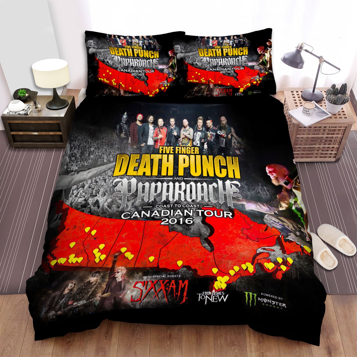 Coast To Coast 2016 Five Finger Death Punch Bed Sheets Spread Duvet Cover Bedding Set - Unique Anime Apparel for Fans
