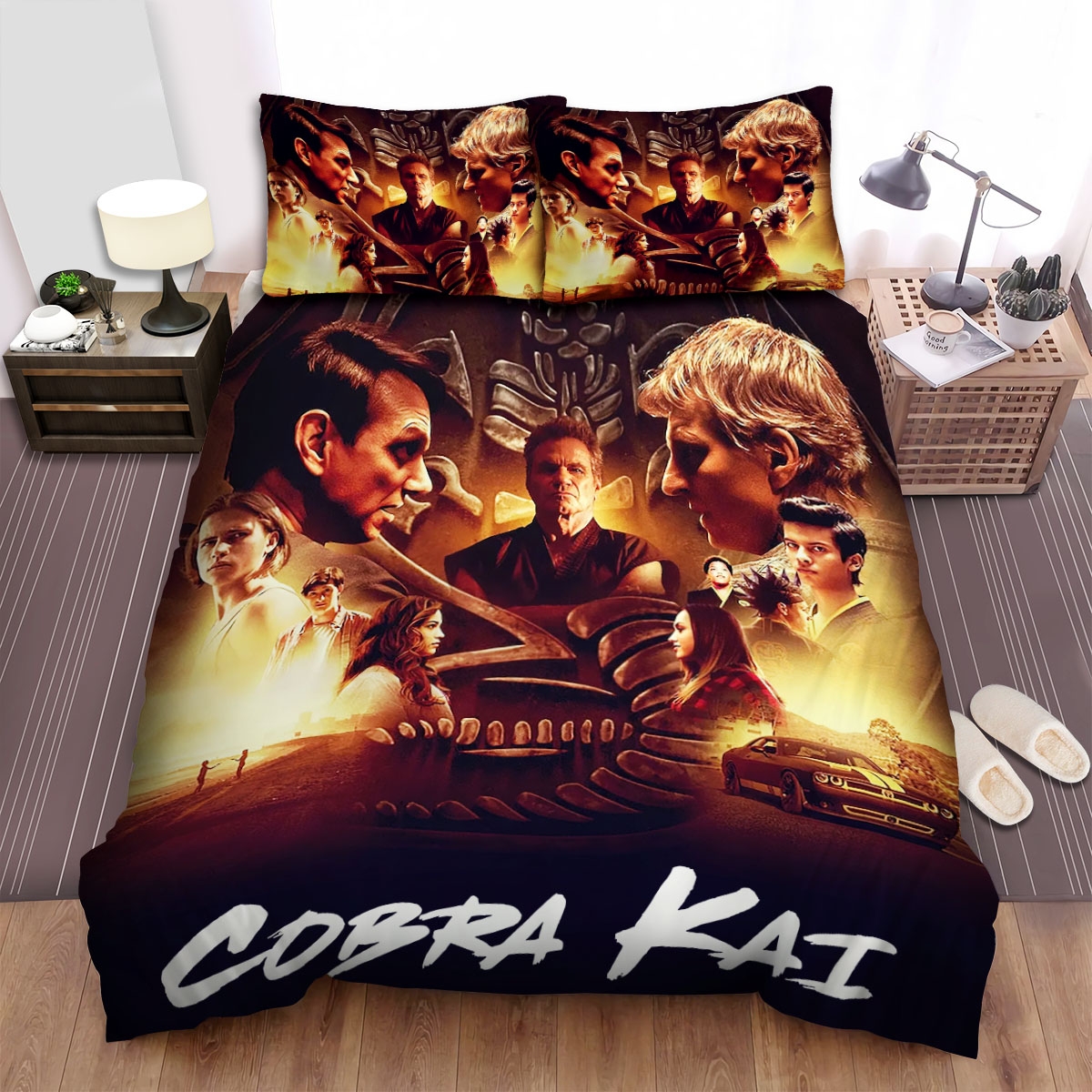 Cobra Kai Movie Poster 4 Bed Sheets Spread Duvet Cover Bedding Set - Unique Anime Apparel for Fans