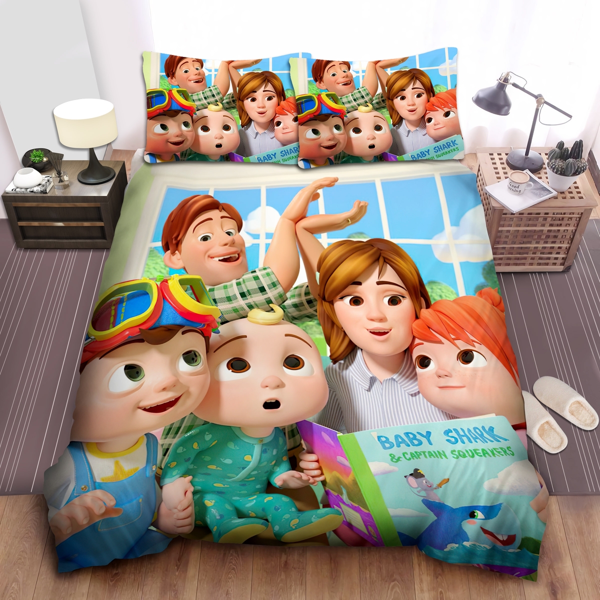 Cocomelon Family Moment Bed Sheets Spread Duvet Cover Bedding Set - Unique Anime Apparel for Fans