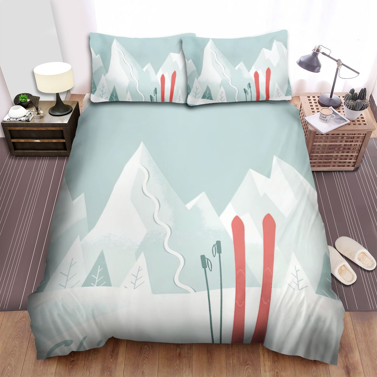 Colorado Ski Winter Bed Sheets Spread Comforter Duvet Cover Bedding Set - Unique Anime Apparel for Fans
