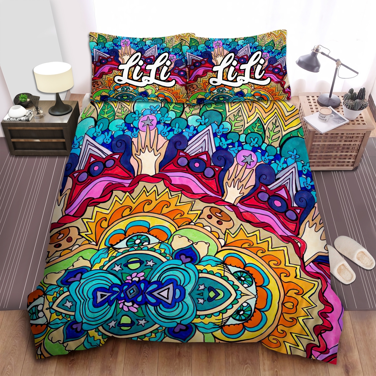 Colorful Mandala Bohemian Personalized Custom Duvet Cover Bedding Set With Name - Unique Anime Apparel for Fans