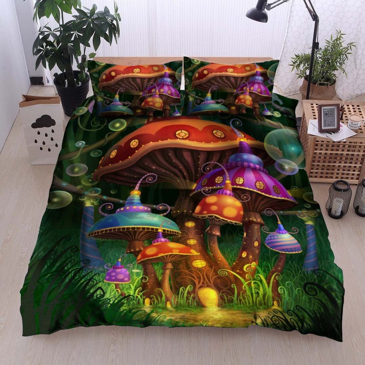 Colorful Mushroom Bed Sheets Spread Duvet Cover Bedding Set Perfect Gifts For Mshroom Lover Gifts For Birthday Christmas Thanksgiving - Unique Anime Apparel for Fans