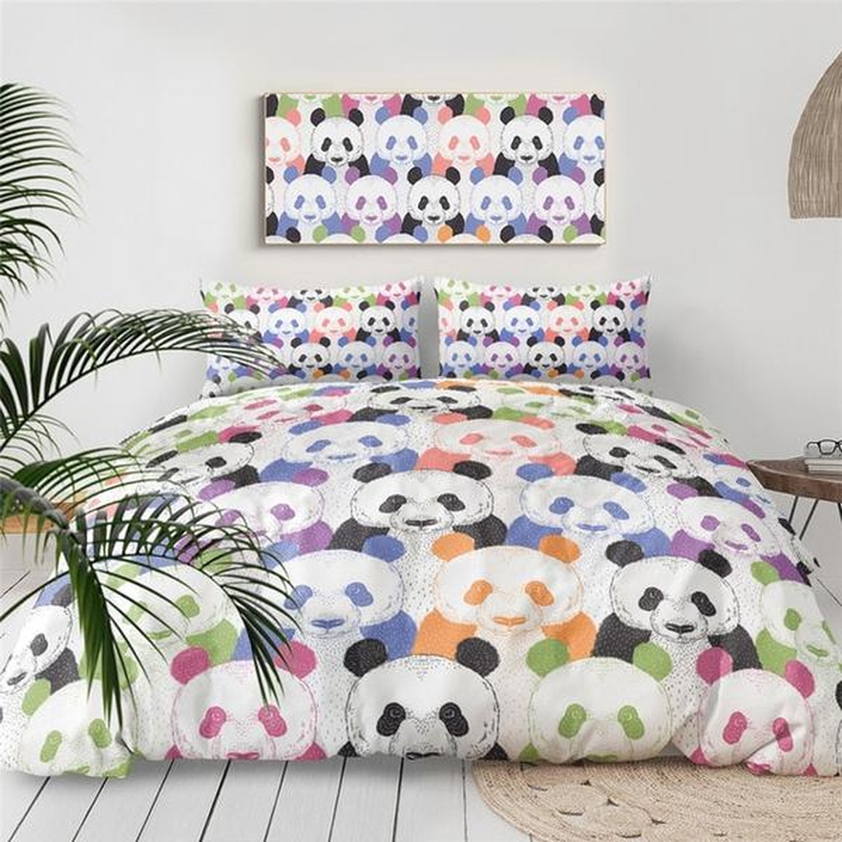 Colorful Panda Bed Sheets Spread Duvet Cover Bedding Set - Unique Anime Apparel for Fans