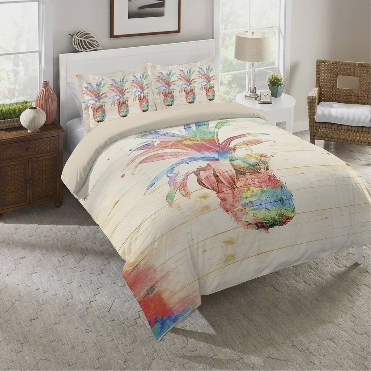 Colorful Pineapple Bedding Set (Duvet Cover & Pillow Cases) - Unique Anime Apparel for Fans