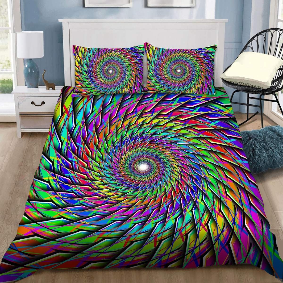 Colorful Tornado Hippie Tie Dye Duvet Cover Bedding Set - Unique Anime Apparel for Fans
