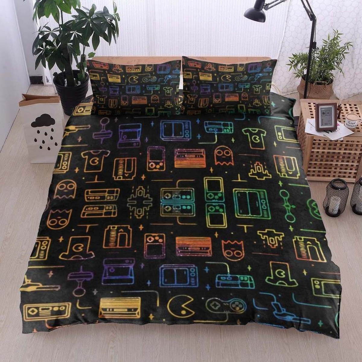 Colorful Video Games Bed Sheets Spread Duvet Cover Bedding Set Perfect Gifts For Video Game Lover Gifts For Birthday Christmas Thanksgiving - Unique Anime Apparel for Fans