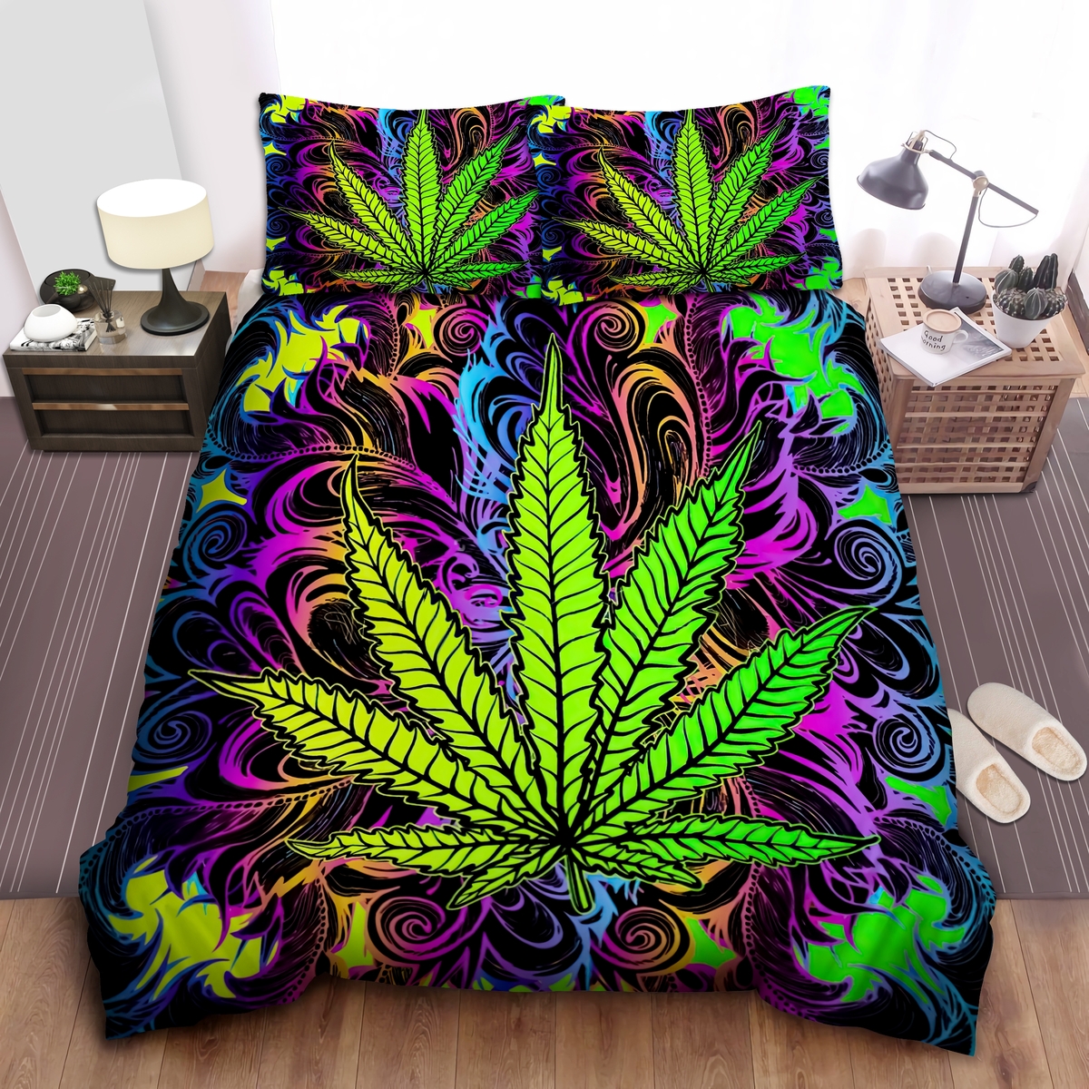 Colorful Weed Bed Sheets Spread Duvet Cover Bedding Set - Unique Anime Apparel for Fans