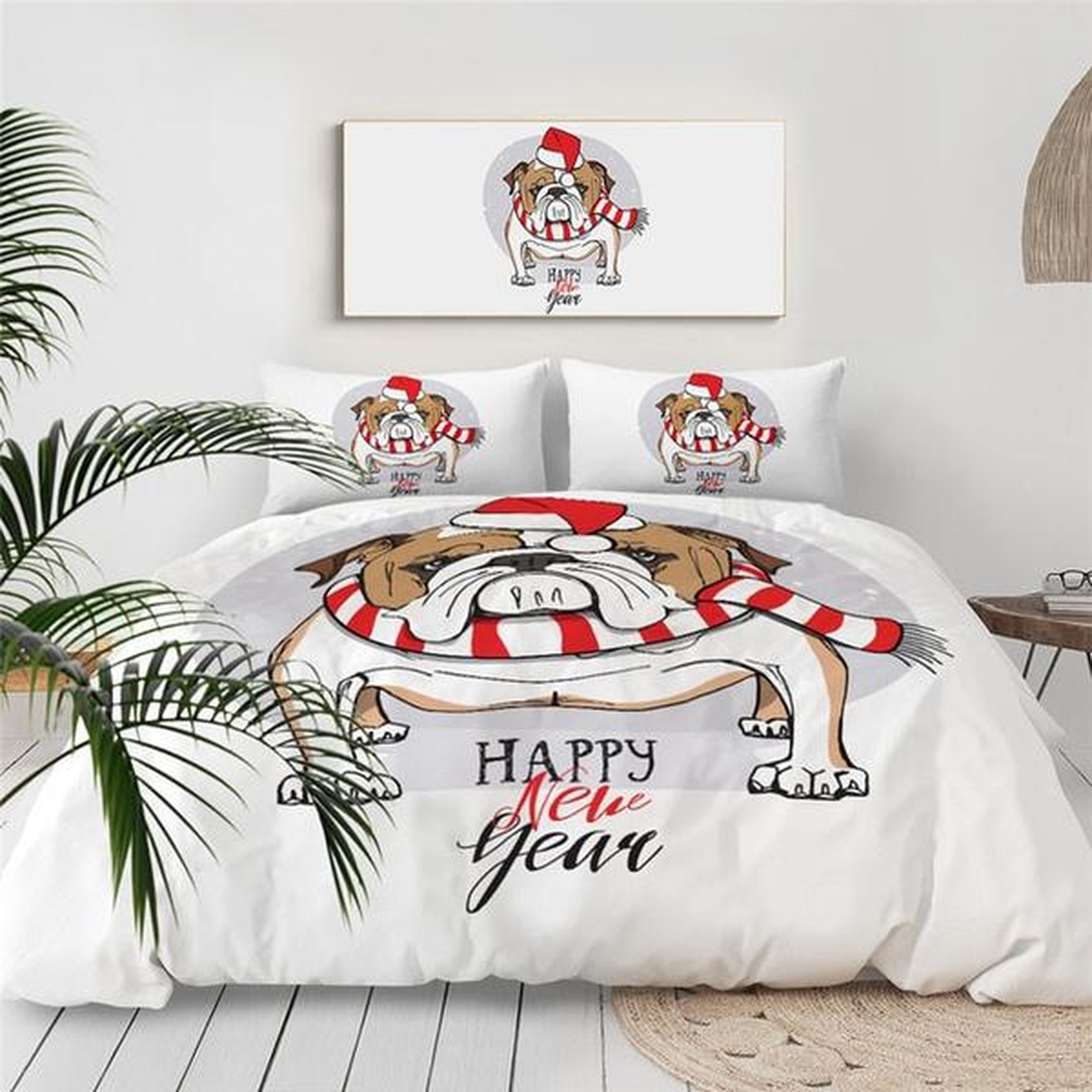 Cool Bulldog Dogs Bed Sheets Spread Duvet Cover Bedding Set - Unique Anime Apparel for Fans