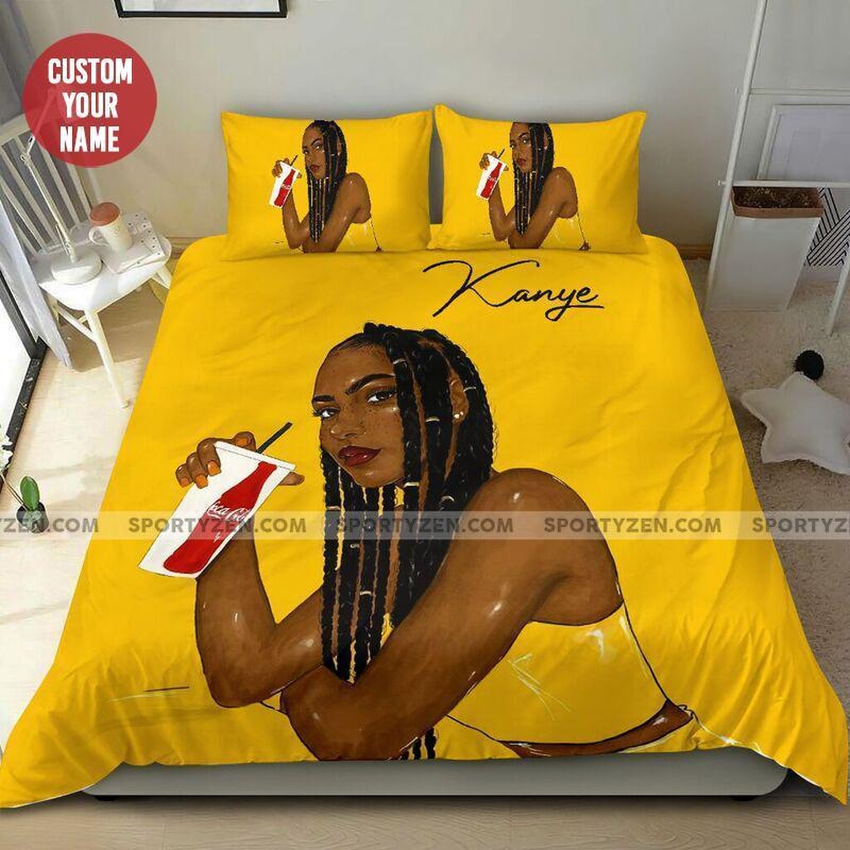 Cool Girl Drink Coke Custom Name Duvet Cover Bedding Set - Unique Anime Apparel for Fans